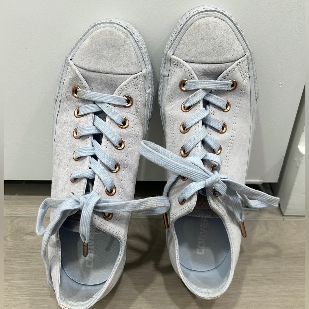 Blue suede Converse sneakers